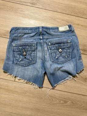 People's Liberation Denim Shorts Size 25 Star Pocket Raw Hem